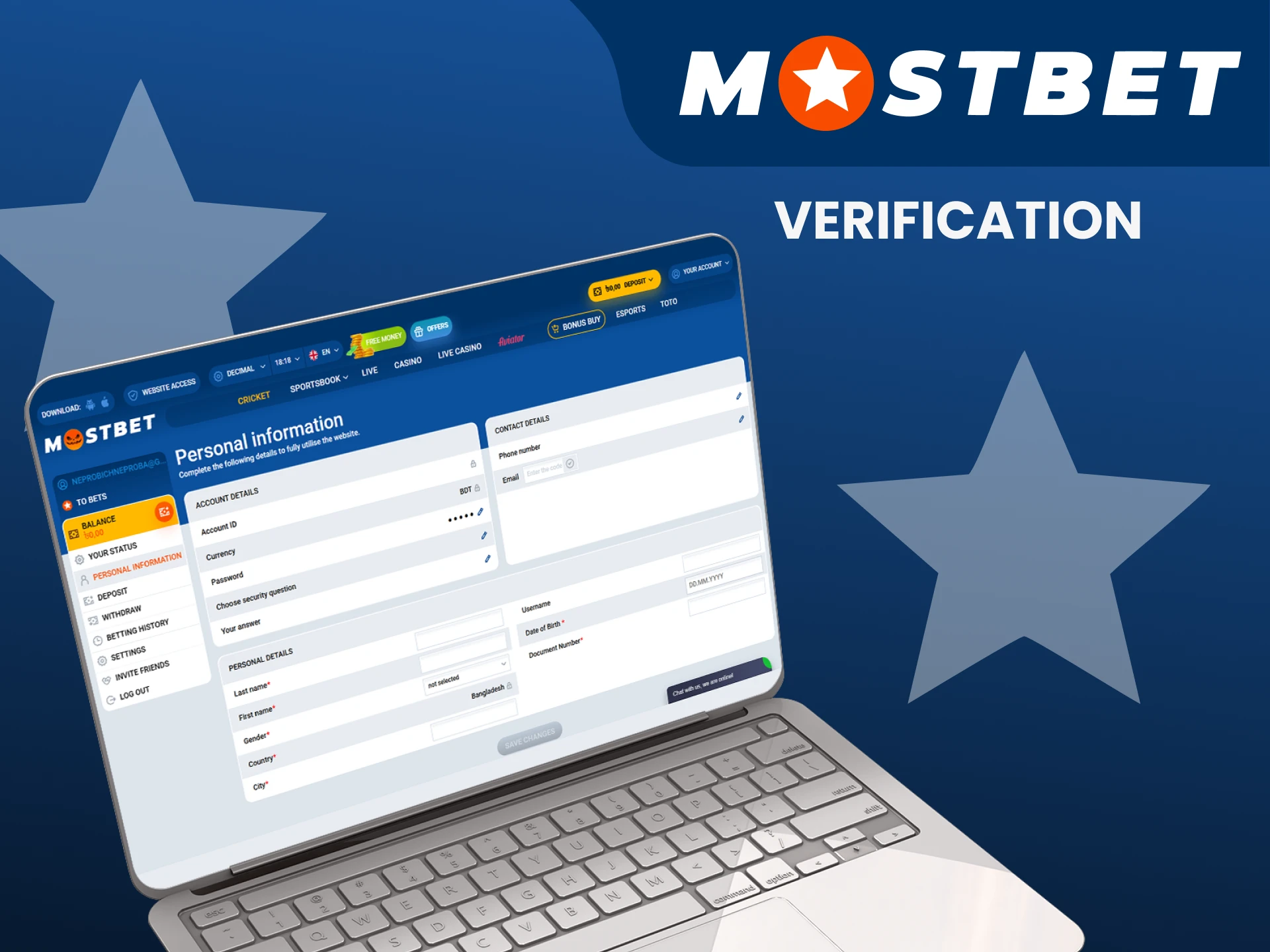 Verify your account at Mostbet.