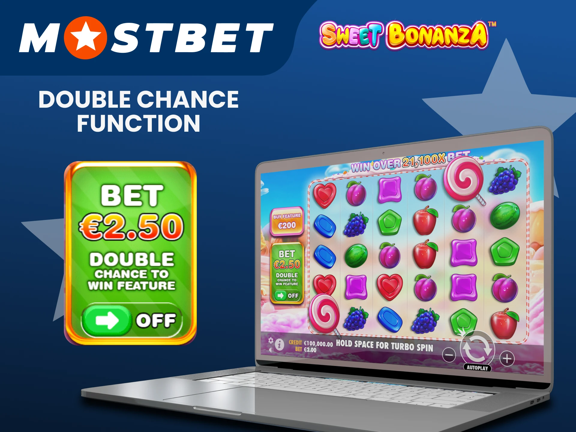 You can double your winnings in the Sweet Bonanza game from Mostbet.
