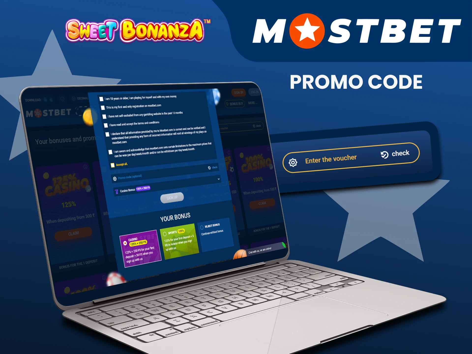 Use the Mostbet promo code to play Sweet Bonanza.