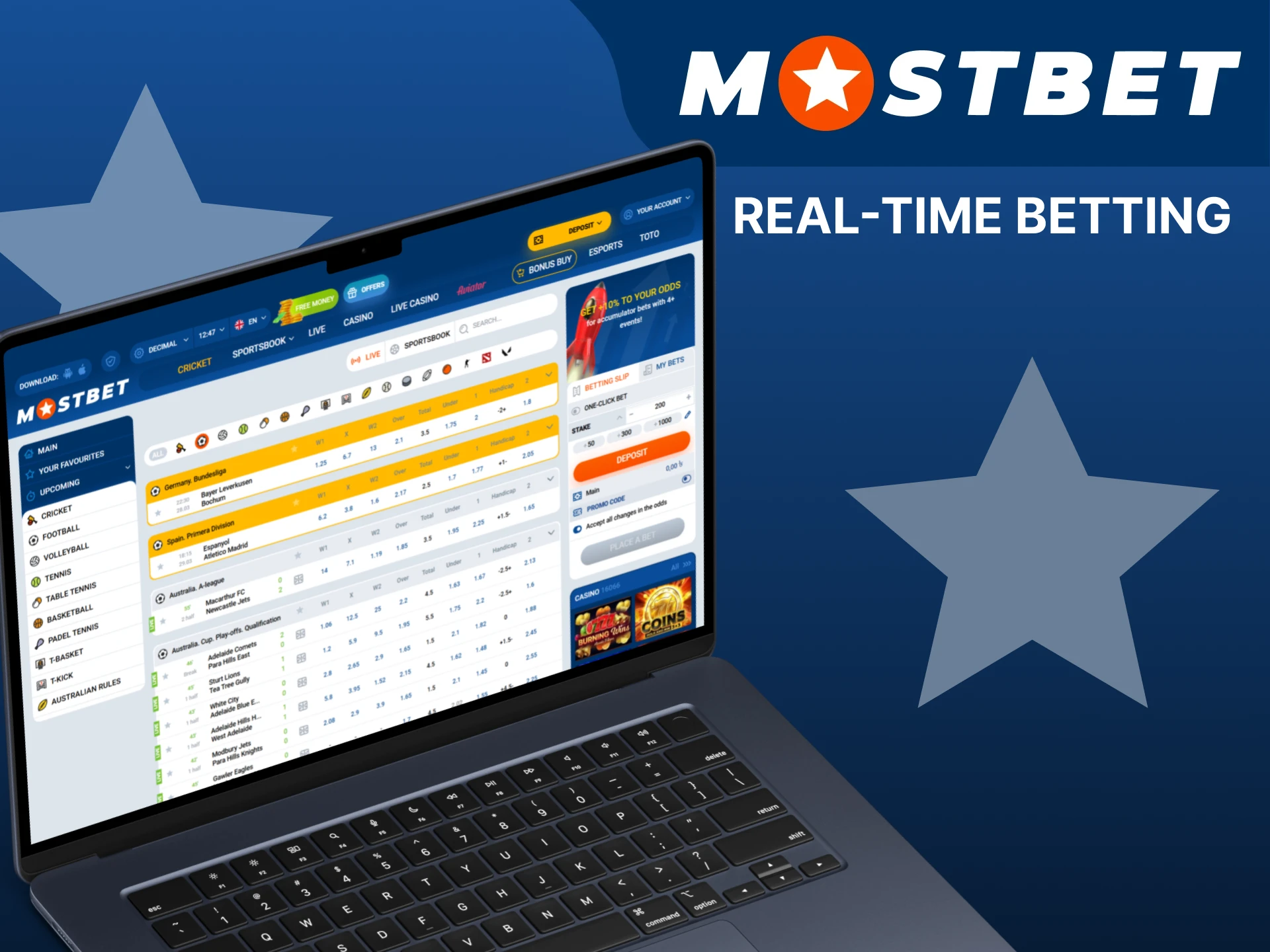 Enjoy betting on football in real time at Mostbet.