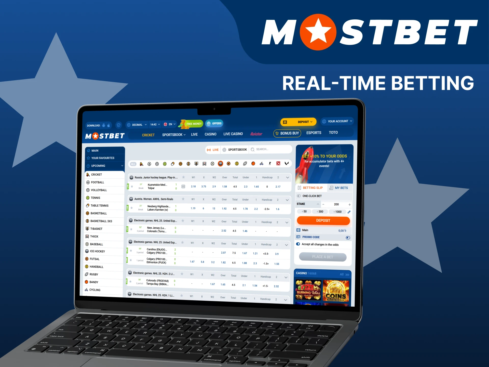 Try live betting on ice hockey at Mostbet.