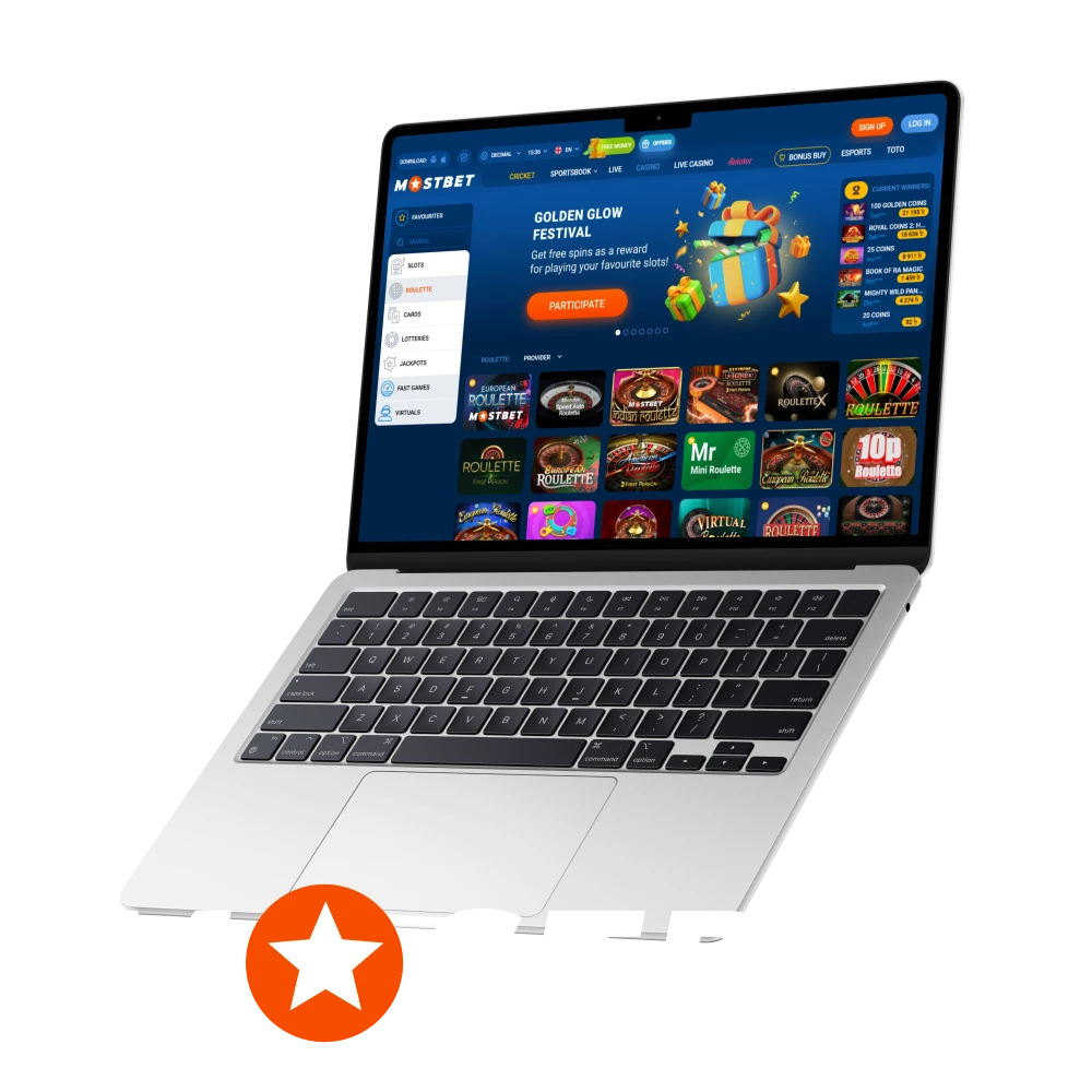 Start playing roulette on the Mostbet platform.