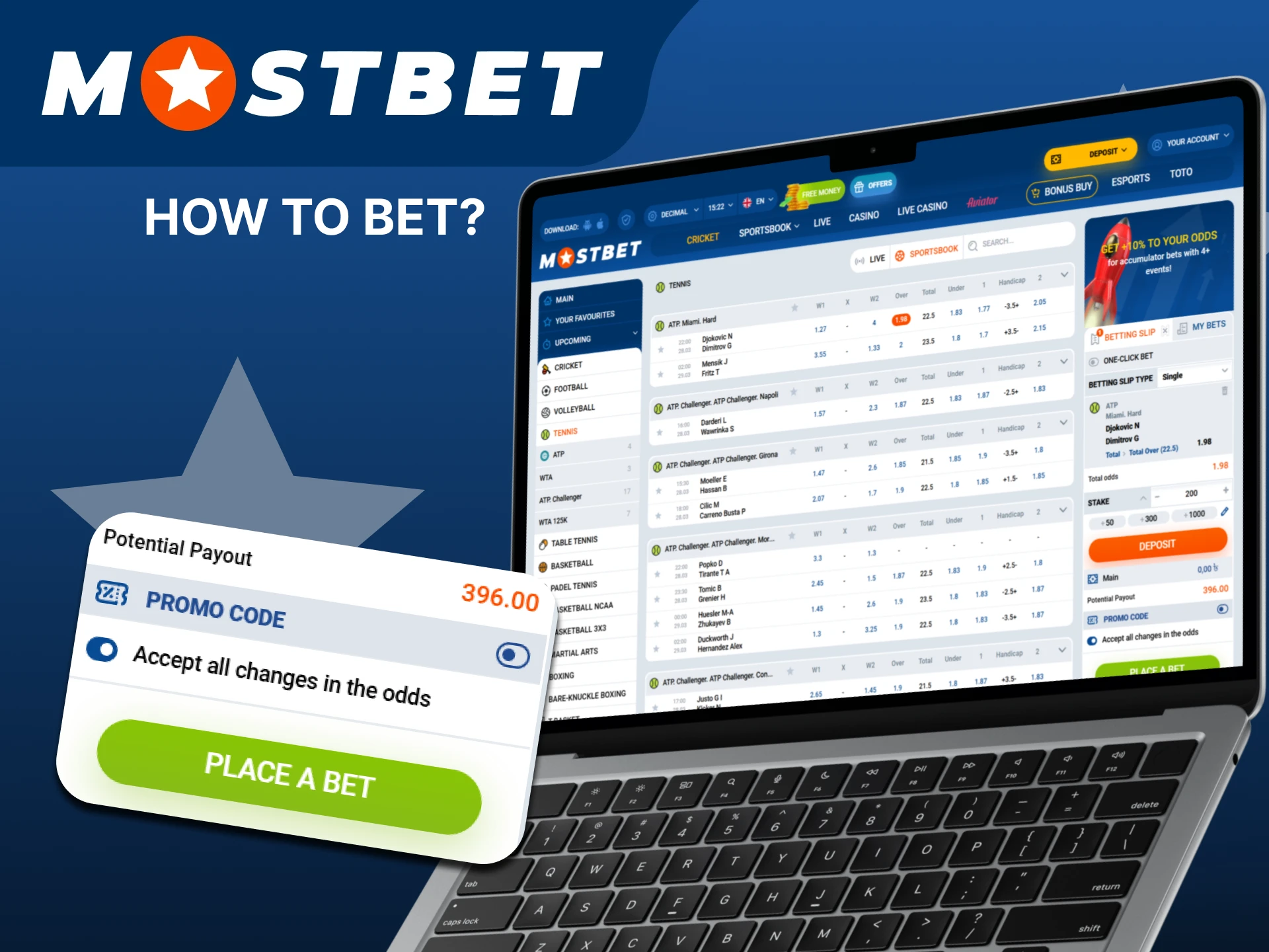 Learn how to place bets on tennis at Mostbet.
